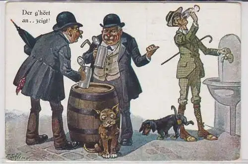 41630 Bier Humor Ak Wassertrinker "Der g´hörtan..zeigt!" um 1920