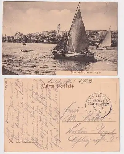 905364 AK Constantinople - Le Port Hafen mit Segelbooten - Schiffspost 1916