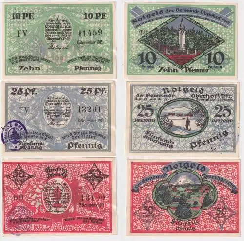 10-50 Pfennig Banknote Notgeld Gemeinde Oberhof in Thür. 1919 (169136)