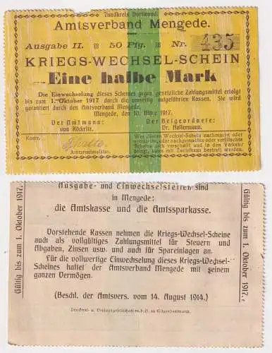 eine halbe Mark Banknote Amtsverband Mengede 1917 (119176)
