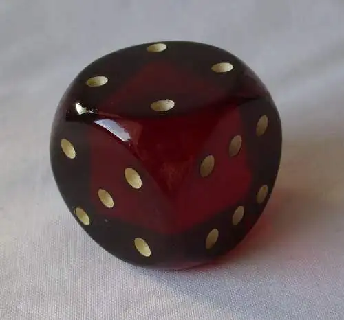 großer XXL Würfel Kunstharz Catalin Bakelit ca. 3,4 cm 43,8 g. Rot (165720)