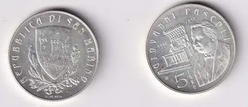 5 Euro Silber Münze San Marino Giovanni Pascoli 2012 Stgl. (147057)