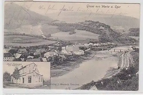 17890 Ak Gruß aus Warta a. Eger Strá? nad Ohrí Restaurant zum Bahnhof 1910