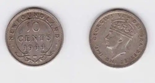 10 Cents Silber Münze Newfoundland Neufundland Kanada 1944 f.vz (164964)