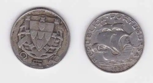 2 1/2 Escudos Silber Münze Portugal 1951 Segelschiff f.ss (164536)