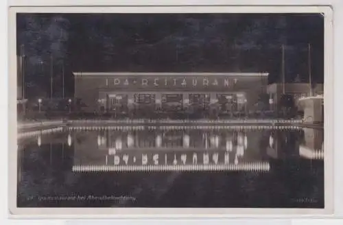 903740 Ak Leipzig IPA Restaurant bei Abendbeleuchtung 1930