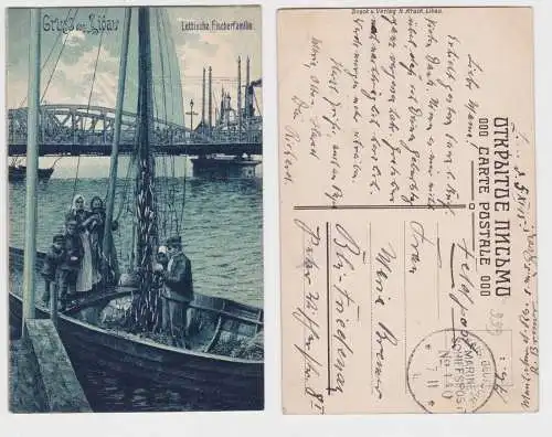 903972 Ak Gruß aus Libau Liepāja Lettische Fischerfamilie 1915