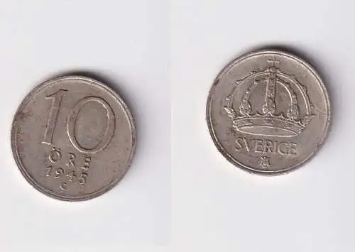 10 Öre Silber Münze Schweden 1945 (164126)