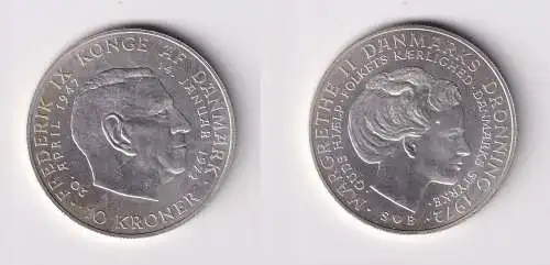 10 Kroner Silber Münze Dänemark Frederik IX und Margrethe II 1972 (160303)
