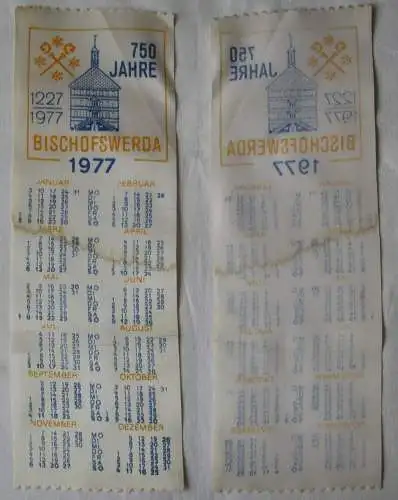 DDR Stoff Kalender 750 Jahre Bischofswerda 1977 (164355)