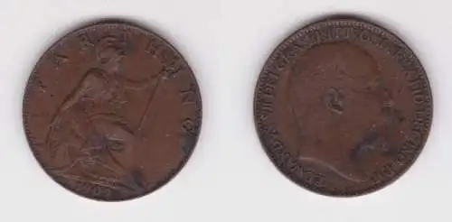 1 Farthing Kupfer Münze Großbritannien 1909 ss (165006)