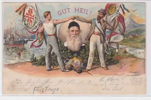 904196 Ak Lithographie Deutscher Turnerbund Turnvater Jahn Gut Heil 1902