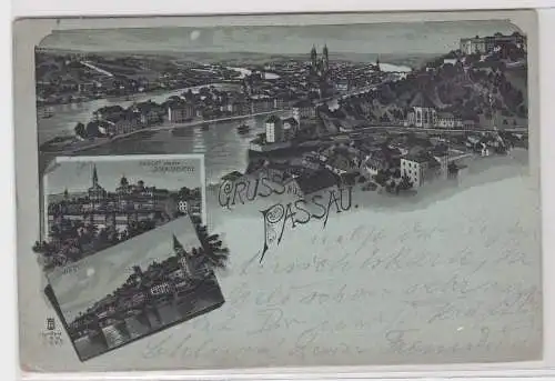 902494 Mondscheinkarte Gruß aus Passau 1898