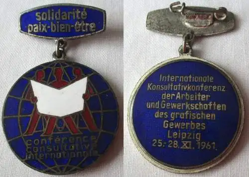 Abzeichen Int. Konsultativkonferenz des grafischen Gewerbes Leipzig 1961 /121061