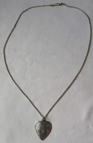 charmante 835er Silber Kette mit 900er Silber Herzanhänger Initialen JK (157465)