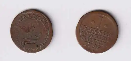 1 Pfennig Kupfer Münze Waldeck 1795 f.ss (159709)
