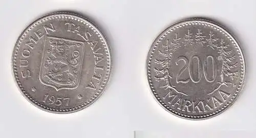 200 Markaa Silber Münze Finnland 1957 vz (163549)