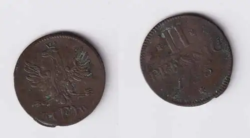 2 Pfennig Kupfer Münze Stadt Frankfurt Adler 1795 (158860)