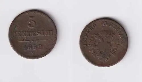 5 Centesimi Kupfer Münze Österreich Lombardei Venetien 1852 V (153156)