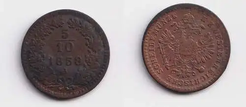 5/10 Kreuzer Kupfer Münze Österreich Franz Joseph 1858 A ss (149260)