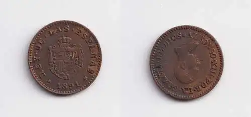 Jeton Kupfer Münze Spanien Alfonso XII 1891 vz (149353)