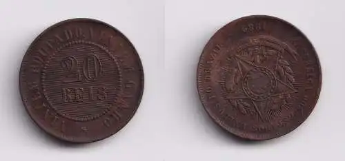 20 Reis Kupfer Münze Brasilien 1889 ss+ (154234)