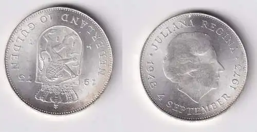 10 Gulden Silber Münze Niederlande 1973 vz/Stgl. (161080)