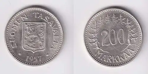 200 Markaa Silber Münze Finnland 1957 vz (163089)