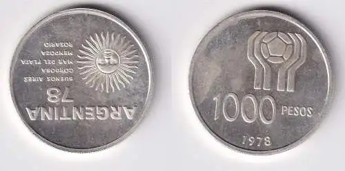 1000 Pesos Silbermünze Argentinien 1978 Fussball WM in Argentinien (160790)