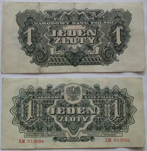 1 Zloty Banknote Polen 1944 Pick 105 (162142)