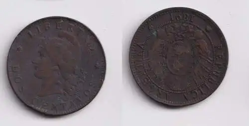 2 Centavos Kupfer Münze Argentinien 1891 (159128)
