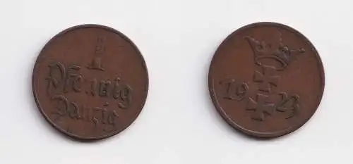1 Pfennig Kupfer Münze Danzig 1923 Jäger D 2 ss+ (142774)