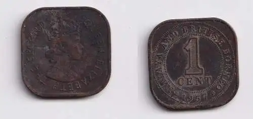 1 Cents Bronze Münze Malaya and British North Borneo 1957 Elisabeth II. (157620)