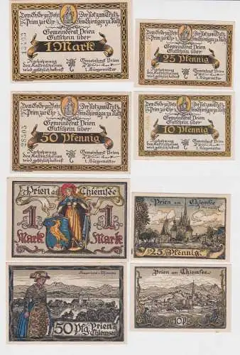 10, 25, 50 Pfennig 1 Mark Banknoten Notgeld Gemeinde Prien 1.12.1920 (160396)