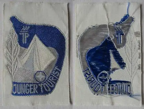 DDR JP Stoffabzeichen Aufnäher Junger Tourist in Silber (164751)