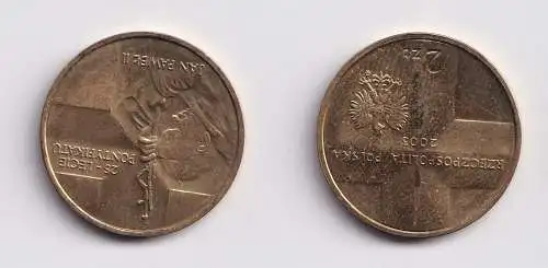 2 Zloty Messing Münze Polen Pabst Johannes Paul II 2003 (150108)