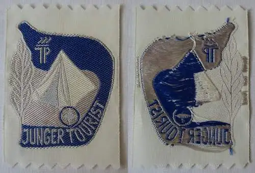 DDR JP Stoffabzeichen Aufnäher Junger Tourist in Silber (164531)