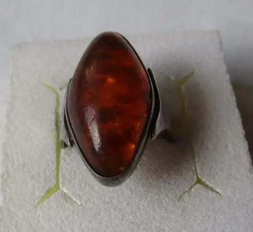 eleganter 835er Sterling Silber Ring Bernstein Ostseeschmuck Fischland (143731)