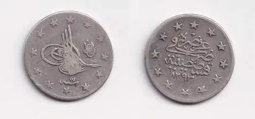 Türkei 2 Kurush Silber Münze AH1293/29 (1903) Abdul Hamid II. ss (140874)