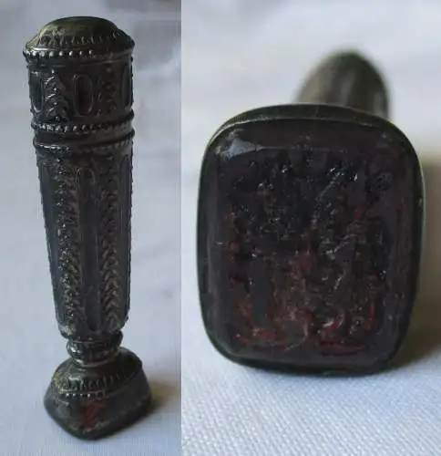 antike Jugendstil Petschaft Stempel Siegel mit Adel Wappen Fürstentum (114752)