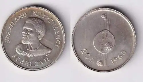 20 Cents Silber Münze Swasiland 1968 UNC Stgl. (150155)