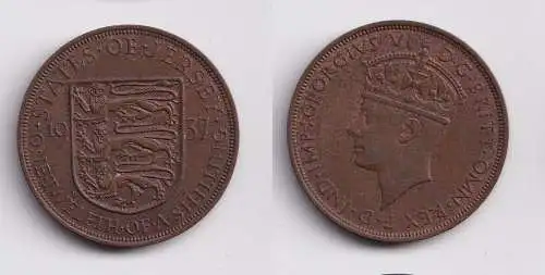 1/12 Schilling Kupfer Münze Jersey 1937 Georg V. (156512)