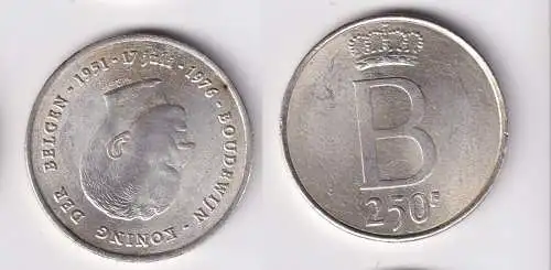 250 Francs Silber Münze Belgien Baudouin I. 1951-1993, 1976 (162903)