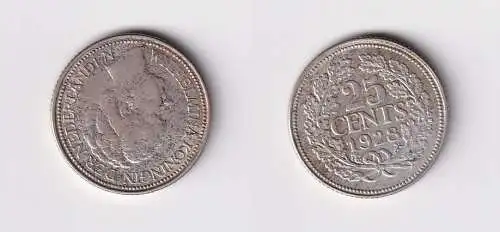25 Cent Silber Münze Niederlande 1928 ss +(151049)