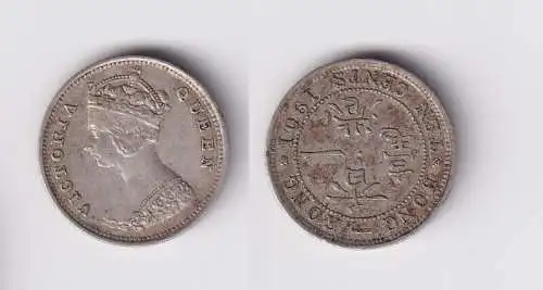 10 Cents Münze Silber Hongkong 1901 Queen Victoria ss+ (157483)