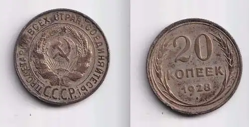 20 Kopeken Silber Münze Russland 1928 ss (151842)