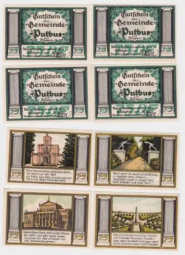 4 x 75 Pfennig Banknoten Notgeld Stadt Putbus o.D. (1922) (162640)