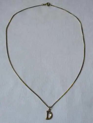 elegante 333er Gold Damen Halskette mit Diamant Anhänger Initiale D (119476)