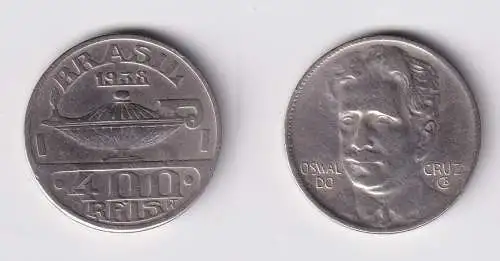 400 Reis Nickelmünze Brasilien 1938 Oswaldo Cruz ss (161867)