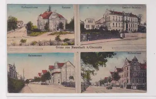 906357 Mehrbild Ak Gruss aus Neustadt b. Chemnitz - Rathaus, Gasthof, Hoferstr.